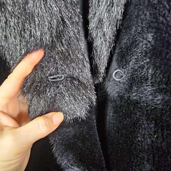 Vintage Monterey Fashions Full Length Faux Fur Coat 2X Black Mobwife Made in USA - Picture 7 of 13